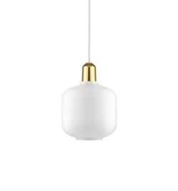 Amp pendel, Messing - Lille, Hvid/Messing